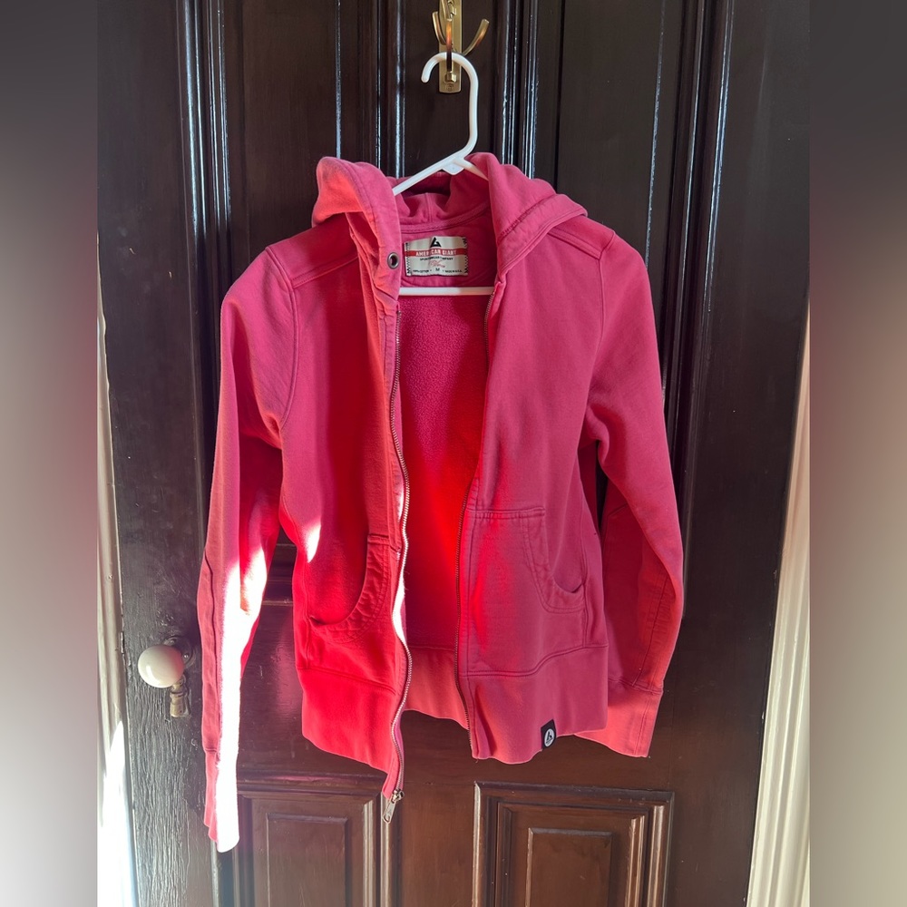 Pink American Giant zip up women’s hoodie. Size medium.